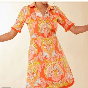New Spartina 449 Vibrant Orange and Pink Paisley Dress